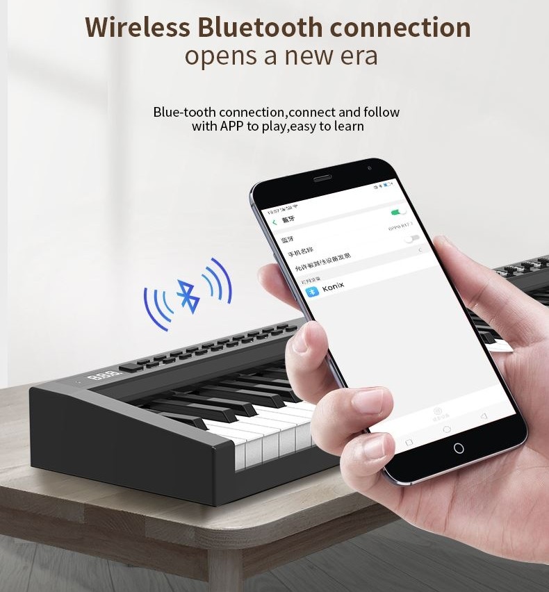 Pianó digiteach do smartphone bluetooth