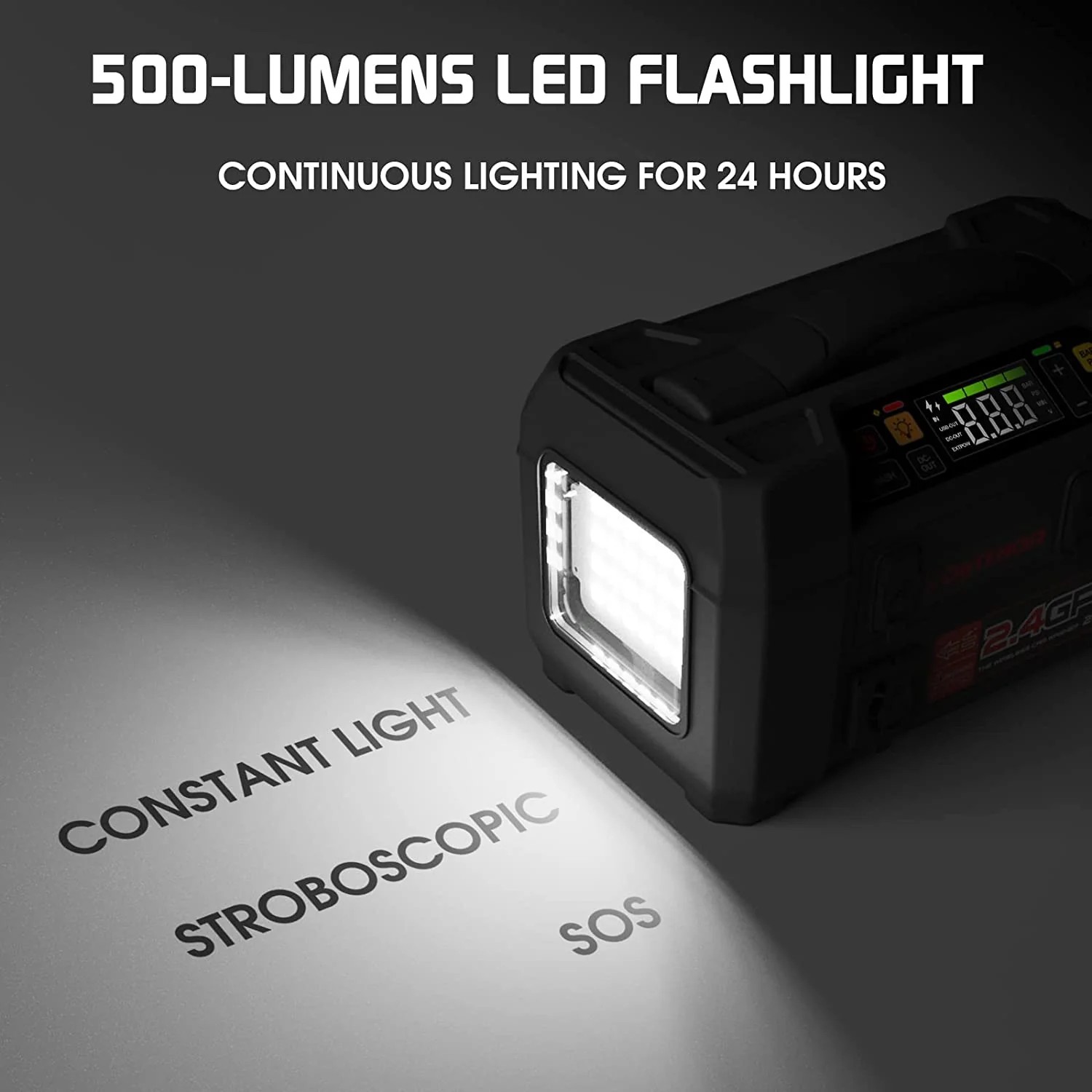 tosaithe carr 500 lumen LED flashlight + comhbhrúiteoir agus banc cumhachta