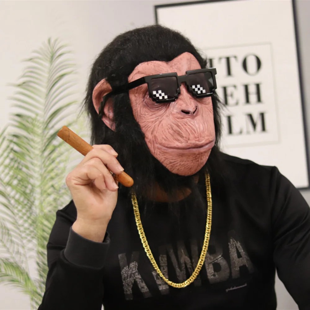 masc chimp moncaí aghaidh masc laitéis silicone le haghaidh ceann