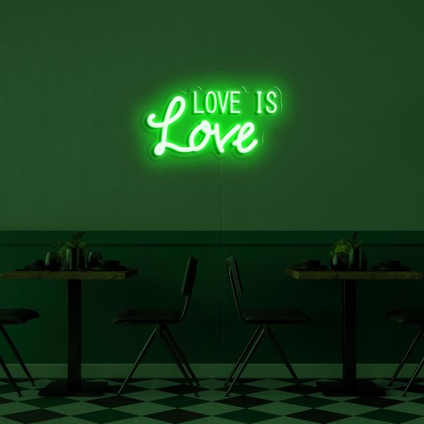 Lógó 3D neon LED ar an mballa - Love is Love le toisí 50 cm