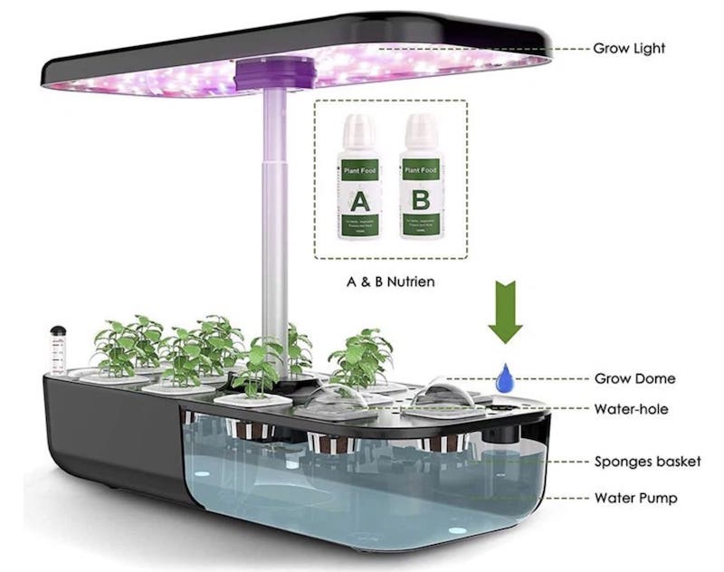 Lampa LED GROW (hydroponics) do phlandaí atá ag fás - Kit le 12 capsúil